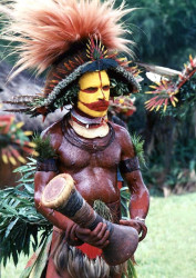 68 Huli Wigman with drum at a Sing Sing 800