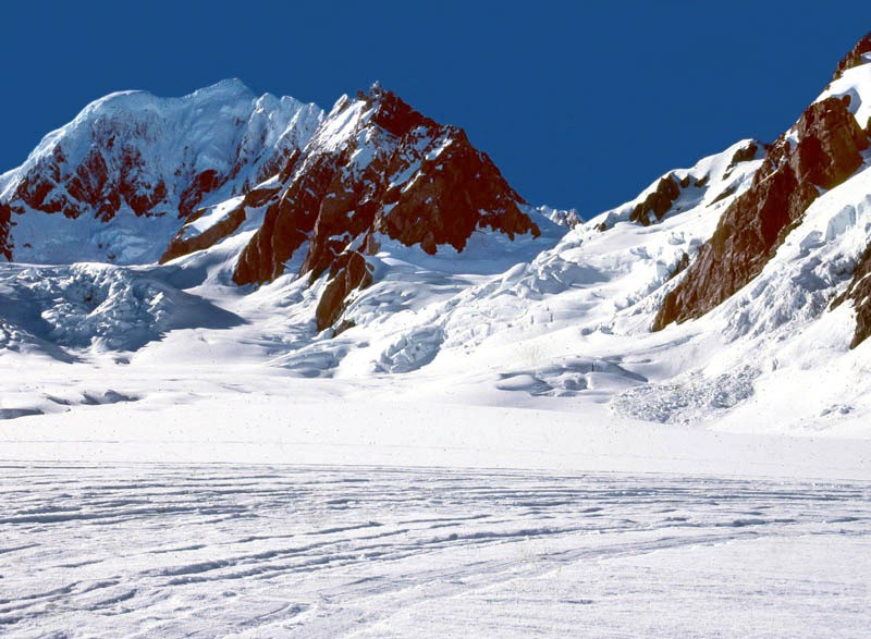 26 tracks in the ice of a glacier landing in new zealand 800