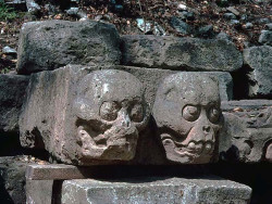 1 mayan faces carved in stone at copan  honduras