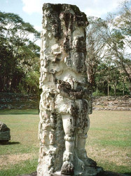 33 well weathered statue of mayan royalty at copan