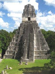 4 mayan temple at the tikal ruins in guatemala